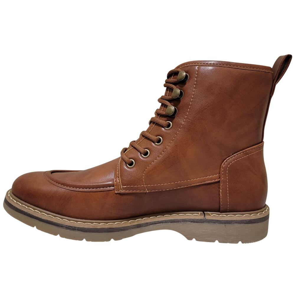 XRAY Men Kevin Lace Up Combat Ankle Boots Size US 9M Cognac Brown Faux Leather - Picture 3 of 5